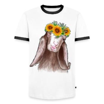 Ziege Sonnenblume - Männer Kontrast-T-Shirt - Weiß/Schwarz - Vorne - AI Model Female 172 light (172cm) & AI Model Male 178 dark (178cm)