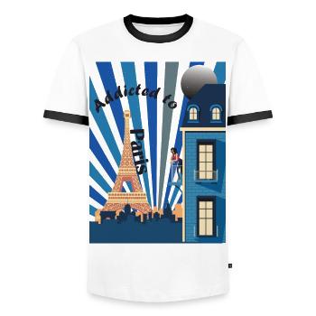 süchtig nach Paris bei Nacht - Männer Kontrast-T-Shirt - Weiß/Schwarz - Vorne - AI Model Female 172 light (172cm) & AI Model Male 178 dark (178cm)