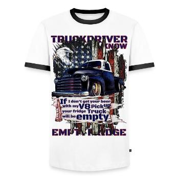 Mother Nature the V8 truck and beer in the fridge - Men's Ringer Shirt - white/black - Front - AI Model Female 172 light (172cm) & AI Model Male 178 dark (178cm)