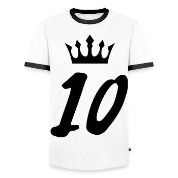 10 Zahl Krone - Männer Kontrast-T-Shirt - Weiß/Schwarz - Vorne - AI Model Female 172 light (172cm) & AI Model Male 178 dark (178cm)