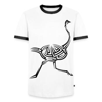 Strauß Tribal Tattoo - Männer Kontrast-T-Shirt - Weiß/Schwarz - Vorne - AI Model Female 172 light (172cm) & AI Model Male 178 dark (178cm)
