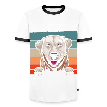 Labrador Geschenkidee für Labrador Retriever Hund - Männer Kontrast-T-Shirt - Weiß/Schwarz - Vorne - AI Model Female 172 light (172cm) & AI Model Male 178 dark (178cm)