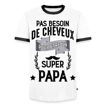 Super papa Chauve avec Corps de Reve - T-shirt contrasté Homme - blanc/noir - Devant - AI Model Female 172 light (172cm) & AI Model Male 178 dark (178cm)