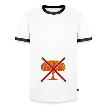 Ich habe Bock auf Frieden - Männer Kontrast-T-Shirt - Weiß/Schwarz - Vorne - AI Model Female 172 light (172cm) & AI Model Male 178 dark (178cm)
