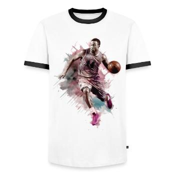 Basketball Basketball Player Sport Splash Colorful - Men's Ringer Shirt - white/black - Front - AI Model Female 172 light (172cm) & AI Model Male 178 dark (178cm)