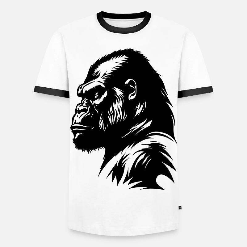 Gorilla Symbol Silhouette - Men's Ringer Shirt - white/black
