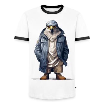 Graffiti de faucon. Style de rue prédateur. - T-shirt contrasté Homme - blanc/noir - Devant - AI Model Female 172 light (172cm) & AI Model Male 178 dark (178cm)