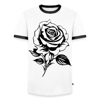 Rose Silhouette Blume Liebe - Männer Kontrast-T-Shirt - Weiß/Schwarz - Vorne - AI Model Female 172 light (172cm) & AI Model Male 178 dark (178cm)