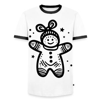 Lebkuchenmännchen - Männer Kontrast-T-Shirt - Weiß/Schwarz - Vorne - AI Model Female 172 light (172cm) & AI Model Male 178 dark (178cm)