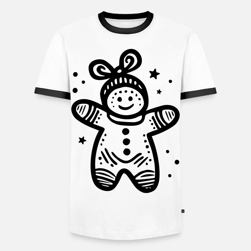 Lebkuchenmännchen - Männer Kontrast-T-Shirt - Weiß/Schwarz