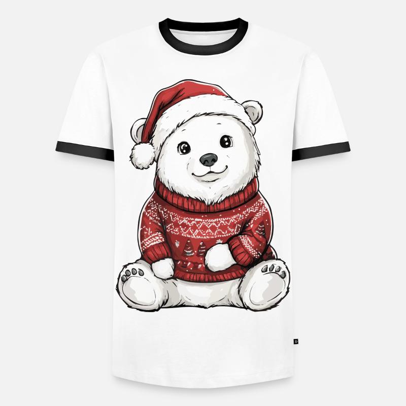 Polar Bear Christmas Comic - Men's Ringer Shirt - white/black