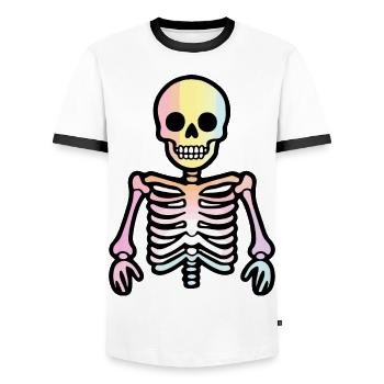 Squelette Halloween Drôle - T-shirt contrasté Homme - blanc/noir - Devant - AI Model Female 172 light (172cm) & AI Model Male 178 dark (178cm)