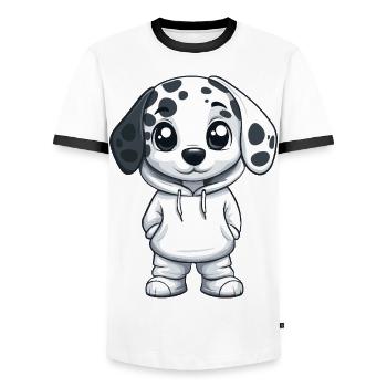 Dalmatian Dog Funny - Men's Ringer Shirt - white/black - Front - AI Model Female 172 light (172cm) & AI Model Male 178 dark (178cm)
