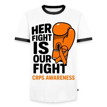 Her Fight Is Our Fight CRPS Support - Men's Ringer Shirt - white/black - Front - AI Model Female 172 light (172cm) & AI Model Male 178 dark (178cm)