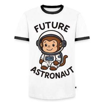 Künftiger Astronaut – süßer Affe im Raumanzug - Männer Kontrast-T-Shirt - Weiß/Schwarz - Vorne - AI Model Female 172 light (172cm) & AI Model Male 178 dark (178cm)