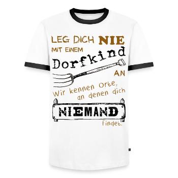 Dorfkind - Männer Kontrast-T-Shirt - Weiß/Schwarz - Vorne - AI Model Female 172 light (172cm) & AI Model Male 178 dark (178cm)
