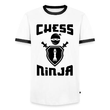 Chess Ninja - T-shirt contrasté Homme - blanc/noir - Devant - AI Model Female 172 light (172cm) & AI Model Male 178 dark (178cm)