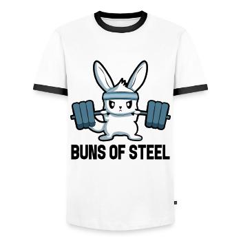 Fitness Motivation Gym Rabbit Sport Gift - Men's Ringer Shirt - white/black - Front - AI Model Female 172 light (172cm) & AI Model Male 178 dark (178cm)