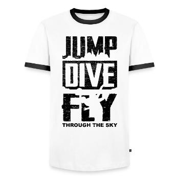 Skydiving Parachute Gift Jump Dive Fly - Men's Ringer Shirt - white/black - Front - AI Model Female 172 light (172cm) & AI Model Male 178 dark (178cm)