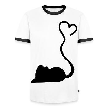 Mouse heart gift / mouse heart - Men's Ringer Shirt - white/black - Front - AI Model Female 172 light (172cm) & AI Model Male 178 dark (178cm)