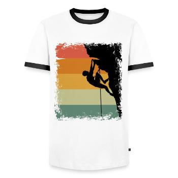 Vintage escalade d’escalade équipement d’escalade - T-shirt contrasté Homme - blanc/noir - Devant - AI Model Female 172 light (172cm) & AI Model Male 178 dark (178cm)
