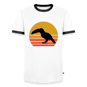 Retro Sonne Tukan Vogel Geschenkidee - Männer Kontrast-T-Shirt - Weiß/Schwarz - Vorne - AI Model Female 172 light (172cm) & AI Model Male 178 dark (178cm)