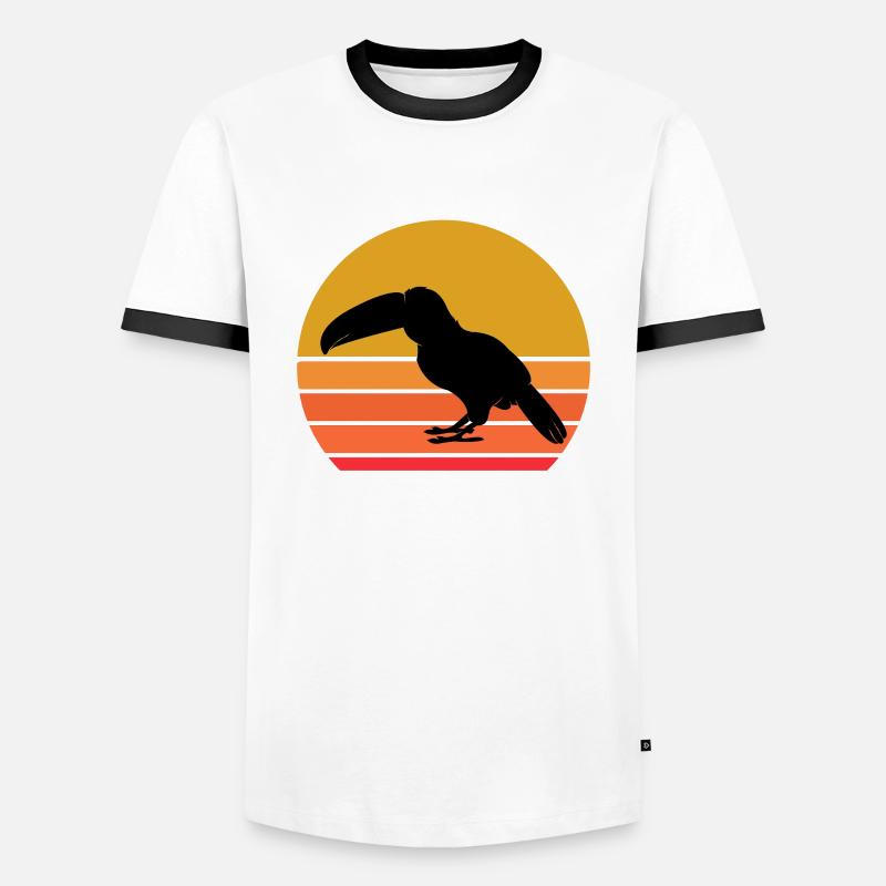 Retro Sonne Tukan Vogel Geschenkidee - Männer Kontrast-T-Shirt - Weiß/Schwarz