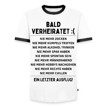 bald verheiratet JGA Junggesellenabschied - Männer Kontrast-T-Shirt - Weiß/Schwarz - Vorne - AI Model Female 172 light (172cm) & AI Model Male 178 dark (178cm)