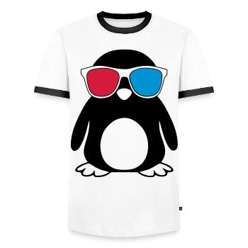 Swaggy Penguin - T-shirt contrasté Homme - blanc/noir - Devant - AI Model Female 172 light (172cm) & AI Model Male 178 dark (178cm)