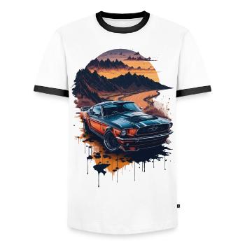 Voiture de sport classique - T-shirt contrasté Homme - blanc/noir - Devant - AI Model Female 172 light (172cm) & AI Model Male 178 dark (178cm)