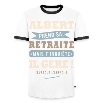 Albert humour retraite cadeau retraité - T-shirt contrasté Homme - blanc/noir - Devant - AI Model Female 172 light (172cm) & AI Model Male 178 dark (178cm)