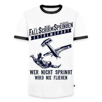 Fallschirmspringen Extremsport - T-shirt contrasté Homme - blanc/noir - Devant - AI Model Female 172 light (172cm) & AI Model Male 178 dark (178cm)