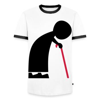 Rentner Humor, Alt aber stilvoll - Männer Kontrast-T-Shirt - Weiß/Schwarz - Vorne - AI Model Female 172 light (172cm) & AI Model Male 178 dark (178cm)