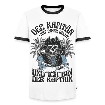 Der Kapitän hat immer recht ! - Männer Kontrast-T-Shirt - Weiß/Schwarz - Vorne - AI Model Female 172 light (172cm) & AI Model Male 178 dark (178cm)