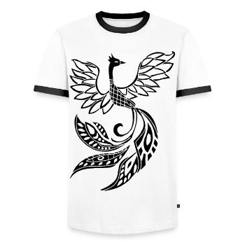 Black phoenix bird - Men's Ringer Shirt - white/black - Front - AI Model Female 172 light (172cm) & AI Model Male 178 dark (178cm)