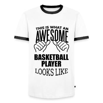 basket-ball - T-shirt contrasté Homme - blanc/noir - Devant - AI Model Female 172 light (172cm) & AI Model Male 178 dark (178cm)