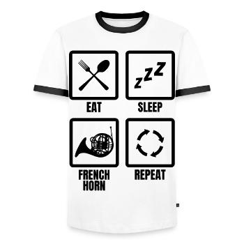 Horaire des cornistes - T-shirt contrasté Homme - blanc/noir - Devant - AI Model Female 172 light (172cm) & AI Model Male 178 dark (178cm)