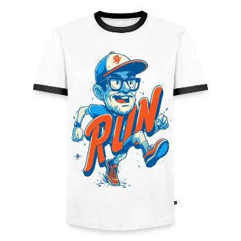 Funny runner with RUN lettering - Men's Ringer Shirt - white/black - Front - AI Model Female 172 light (172cm) & AI Model Male 178 dark (178cm)
