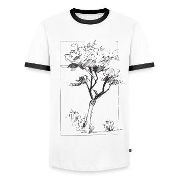 Tree sketch - Männer Kontrast-T-Shirt - Weiß/Schwarz - Vorne - AI Model Female 172 light (172cm) & AI Model Male 178 dark (178cm)