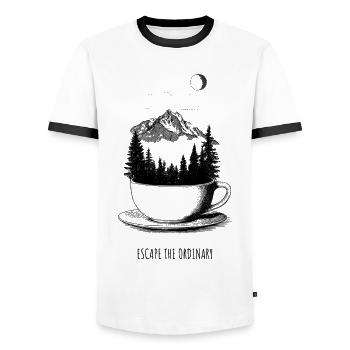 Escape The Ordinary - Men's Ringer Shirt - white/black - Front - AI Model Female 172 light (172cm) & AI Model Male 178 dark (178cm)