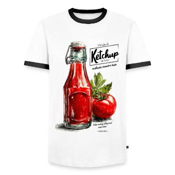 Ketchup - Men's Ringer Shirt - white/black - Front - AI Model Female 172 light (172cm) & AI Model Male 178 dark (178cm)