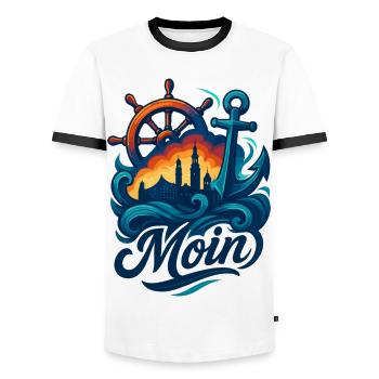 Hamburg Moin Stadt Silhouette Anker Hafen Geschenk - Männer Kontrast-T-Shirt - Weiß/Schwarz - Vorne - AI Model Female 172 light (172cm) & AI Model Male 178 dark (178cm)