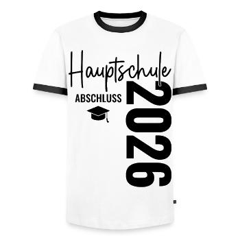 Hauptschulabschluss 2026 - Hauptschule Abschluss - Men's Ringer Shirt - white/black - Front - AI Model Female 172 light (172cm) & AI Model Male 178 dark (178cm)