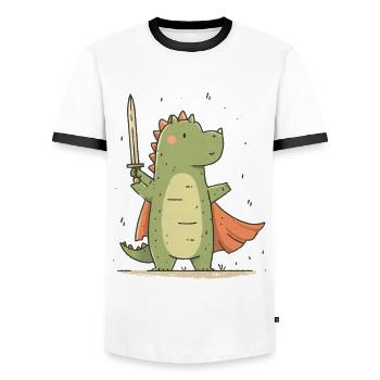 Little Dino Knight - Men's Ringer Shirt - white/black - Front - AI Model Female 172 light (172cm) & AI Model Male 178 dark (178cm)
