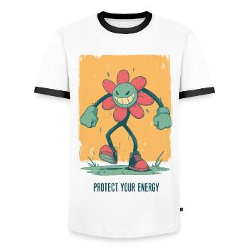 Energy Protect Flower Motif - Men's Ringer Shirt - white/black - Front - AI Model Female 172 light (172cm) & AI Model Male 178 dark (178cm)