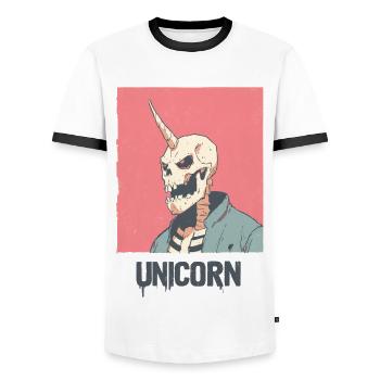 Crâne de licorne - T-shirt contrasté Homme - blanc/noir - Devant - AI Model Female 172 light (172cm) & AI Model Male 178 dark (178cm)