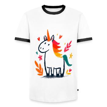 Pastel unicorn with rainbow mane - Men's Ringer Shirt - white/black - Front - AI Model Female 172 light (172cm) & AI Model Male 178 dark (178cm)