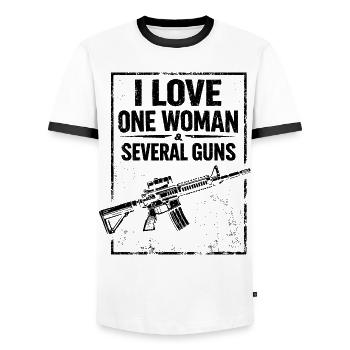 Humor Waffenschießen Jagd Vintage-Stil - Männer Kontrast-T-Shirt - Weiß/Schwarz - Vorne - AI Model Female 172 light (172cm) & AI Model Male 178 dark (178cm)