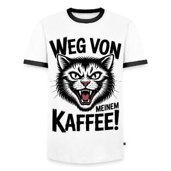 Weg Von Kaffee - Männer Kontrast-T-Shirt - Weiß/Schwarz - Vorne - AI Model Female 172 light (172cm) & AI Model Male 178 dark (178cm)