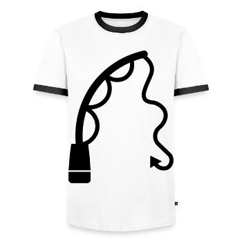 Icône de pêche à la canne à pêche - T-shirt contrasté Homme - blanc/noir - Devant - AI Model Female 172 light (172cm) & AI Model Male 178 dark (178cm)